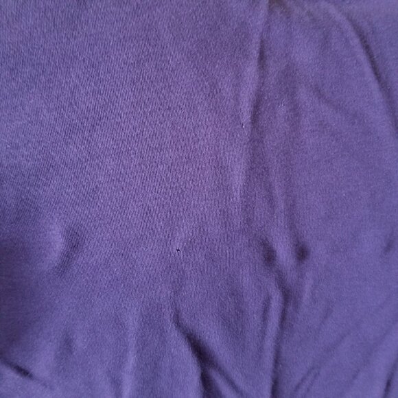 Purple, cotton, mock neck top, sleeves, vintage 90s, Karen Scott, with holes - Picture 5 of 9